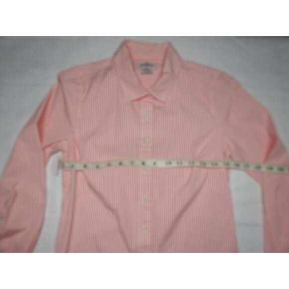 J.Crew Haberdashery Women’s Button Down Shirt XS Pink White Striped Stretch Cott - Picture 6 of 7